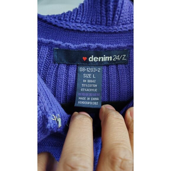 Denim 27/7 Blue knit double button cardigan - Picture 4 of 7